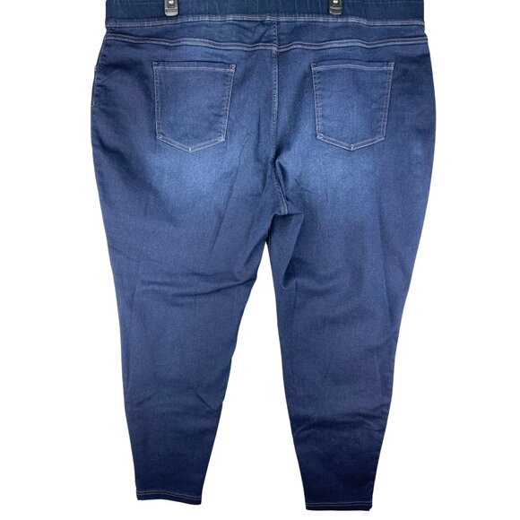 Terra & Sky Womens Plus Size 4X Skinny High Rise Pull On Jeggings Dark Wash - Picture 2 of 5